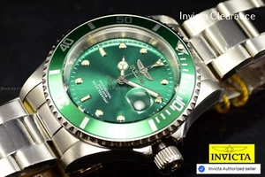 Reloj de acero para hombre Invicta Pro Diver fecha 40 mm cuarzo esfera verde bisel verde NUEVO - Imagen 1 de 9