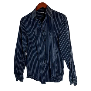 Express 1MX Dress Shirt Men's Long Sleeve Striped Modern Fit Cotton Size S - Picture 1 of 8