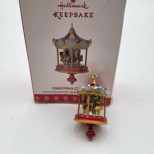 Hallmark 2017 Christmas Carousel Series #1 Mini Ornament Reindeer Santa Sleigh - Picture 1 of 13