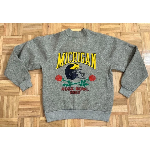 Vintage Michigan Wolverines Rose Bowl 1989 Discus Athletic USA Pullover Medium Cover
