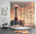 Inspirational Words Lighthouse Nautical Shower Curtain Set for Bathroom Decor