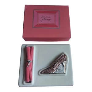 Estee Lauder 1996 PINK GLASS SLIPPER Pleasures PERFUME COMPACT NIB! - Picture 1 of 12