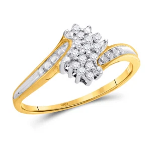 10kt Two-tone Gold Womens Round Diamond Cluster Ring 1/10 Cttw - Picture 1 of 1