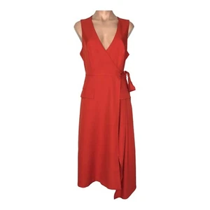 Mossman Wrap Dress Size L Midi Sleeveless Rich Orange 'Just Like a Dream' - Picture 1 of 18