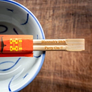 Personalised Party disposable Bamboo Chopsticks - Picture 1 of 3