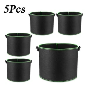 5 pcs 7 Gallon Plant Grow Bags Thickened Fabric Pot Nursery Soil With Handles - Picture 1 of 2