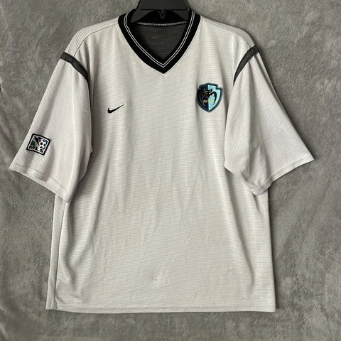 Vtg Nike Training Shirt MLS Tampa Bay Mutiny Mens Large Gray Short Sleeve USA Cover