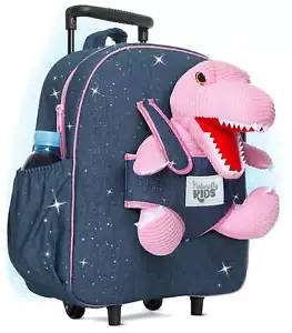 Kids Trolley Bag Backpack W/T Rex Plush Toy For Toddlers 3-5yo Naturally KIDS - Picture 1 of 5