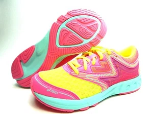 ASICS YOUTH NOOSA SAFETY YELLOW HOT PINK SHOES SIZE 6 - Picture 1 of 6
