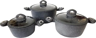 Set 6 Pezzi Casseruole Pietra Con Coperchio Antiurto GranPierre Cucina Induzione - Immagine 1 di 3
