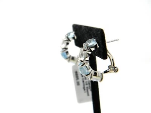 Ippolita Rock Candy 1/2 Round Hoop Earrings in Light Blue - Clear Quartz NWT - Picture 1 of 10