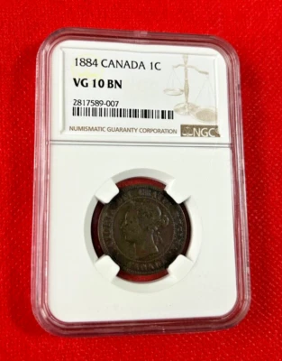 1884 CANADA LARGE CENT NGC VG 10 BN - Image 1 of 3