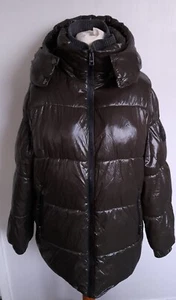 MICHAEL KORS - Puffer Jacket Coat Removable Hood Shiny Khaki Green Size L 16 - Picture 1 of 12