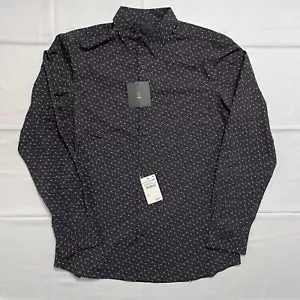 14th & Union Performance Dress Shirt Black Diamond Geo Mens Medium - Picture 1 of 10