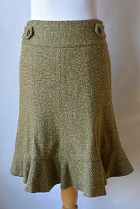 Tweed A-Linien Rock Rüschensaum komplett gefüttert grün braun rost Seitenreißverschluss etcetera 2  - Bild 1 von 12