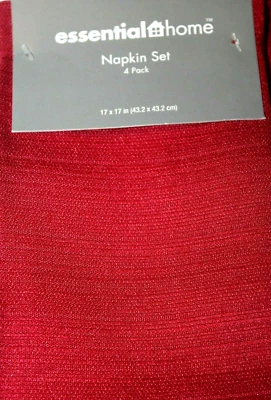 Essential Home Red 4-Pack Napkin Set 17x17" - Image 1 of 2