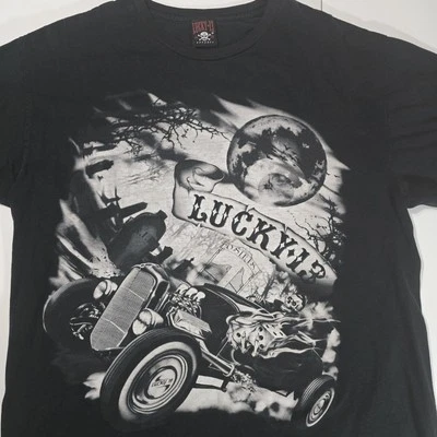 Camiseta Lucky 13 Calavera Hot-Rod Osiris Hecha en EE. UU. Grande Negra Rockabilly Y2K  Foto 1 de 4