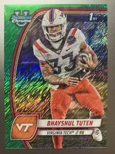 2024 Bowman U Chrome Green Shimmer #21 Bhayshul Tuten /99 Virginia Tech Jaguars - Bild 1 von 2