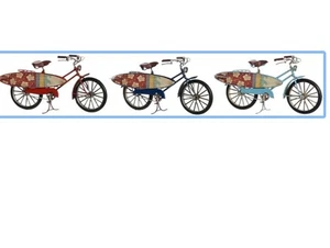 3er Set Vintage Deko-Fahrräder aus Metall mit Surfboard – Retro Miniatur Neu - Bild 1 von 6