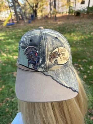 Gorra Bass Pro Shops vintage correa trasera envolvente bordada caza pavo Foto 1 de 4