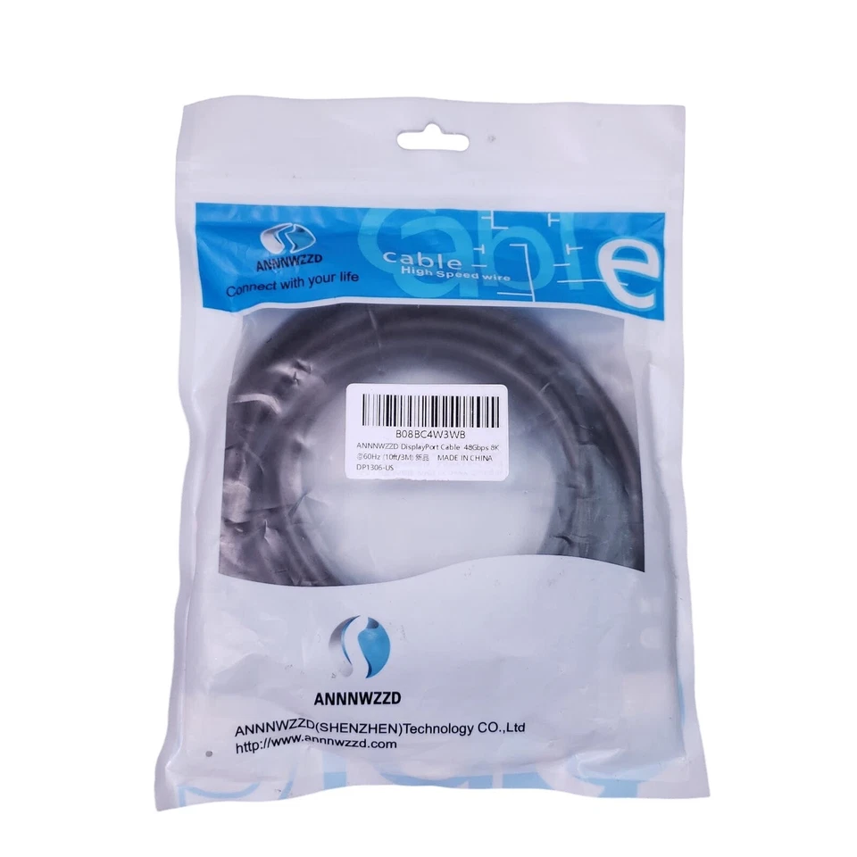 8K DisplayPort Cable 10FT Ultra HayPort DP1.4 Cable DP Male to DP Male - Image 1 of 2