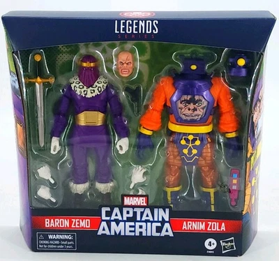 Figura Marvel Legends Capitán América Barón Zemo y Arnim Zola Paquete de 2 Hasbro NUEVO Foto 1 de 4