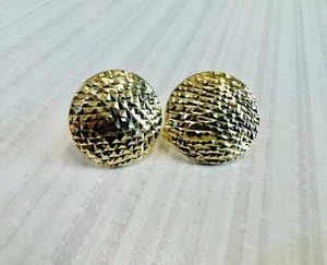 14K Yellow Gold Round Design Earrings - Picture 1 of 4