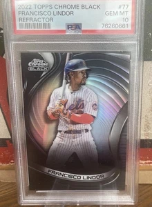 2022 Topps Francisco Lindor Black Chrome /199 NY Mets Psa 10 #77 Refractor Rare - Picture 1 of 8