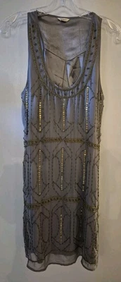 Fossil Rare Beaded 1920s Style Flapper Dress Vintage Large - Image 1 of 4