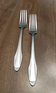 Diamond Silver Co Stainless Steel DSC2 Dinner Forks 2 Art Deco USA  - Picture 1 of 5