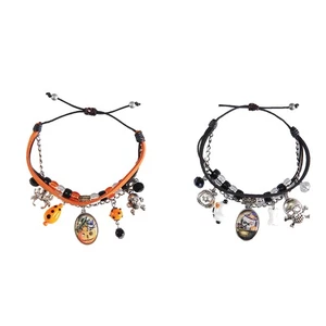 Leather Loop Halloween Charm Bracelet A/2 - Picture 1 of 1