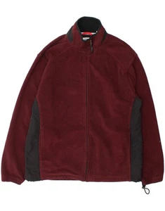 IZOD Mens Fleece Jacket UK 40 Large Burgundy Colourblock Polyester DG47 - Picture 1 of 3