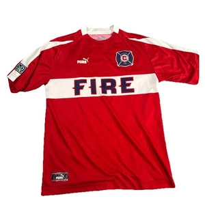 Vintage Puma Chicago Fire MLS Soccer Jersey Old MLS Soccer Logo Size L Selolwane - Picture 1 of 16