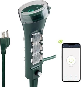 HBN Outdoor Smart WiFi Plug wasserdichte Outdoor Timer mit 6 geerdeten Steckdosen - Bild 1 von 7