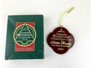 Hallmark KOCC Charter Member Five Years Together 1991 acrílico adorno de Navidad - Imagen 1 de 4