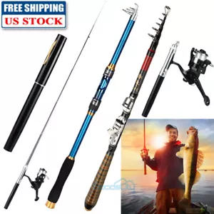 NEW Carbon Fiber Telescopic Fishing Rod Sea Saltwater Portable Spinning Pole - Picture 1 of 41