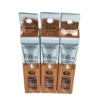 3Pk L'Oreal Paris True Match Eye Cream in a Concealer, 0.4 fl oz,c7-8 dark fonce - Image 1 of 4