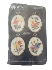 Vintage Charmin 4 frame Floral Potpourri Embroidery Kit 04-440  new sealed - Picture 1 of 7