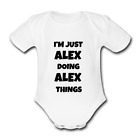 ALEX BLACK Babygrow Baby Vest Grow BABY NAME gift PRESENT FOR A CHILD NAMED