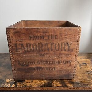 Rare Antique Laboratory Armour Company Chicago Wood Crate