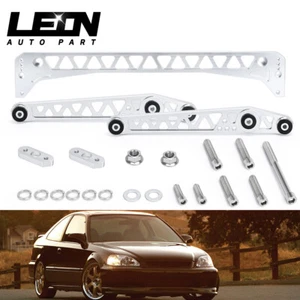 Billet Rear Lower Control Arm+Subframe Brace for 96-00 Honda Civic EK LCA Silver - Picture 1 of 15