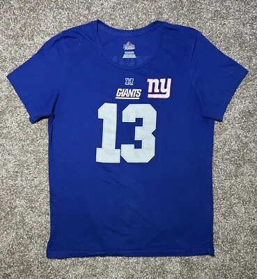 Camiseta para mujer Majestic NFL Odell Beckham Jr #12 NYG S/S cuello redondo talla XXL Foto 1 de 4
