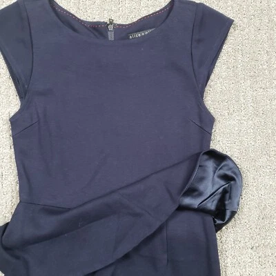 Vestido Alice + Olivia Empleado Talla 2 Azul Marino Victoria Peplum Hasta la Rodilla Funda Foto 1 de 4