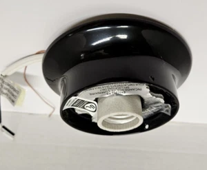 3 1/4" FITTER FLUSH MOUNT CEILING FIXTURE HOLDER GLOSS BLACK FINISH 11754BLJB - Picture 1 of 4