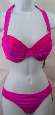 Bikini push-up superior o inferior de malla naranja rosa liso Mudd para damas Foto 1 de 2