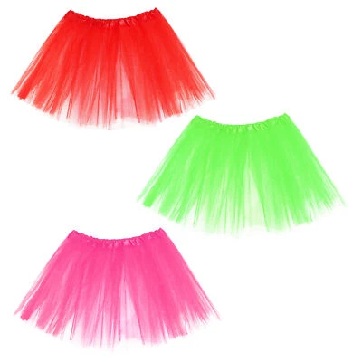 TOP TRENZ QUALITÄT TUTU ROCK NEON NETZ DAMEN MÄDCHEN TANZ KOSTÜM 80ER PARTY OUTFIT