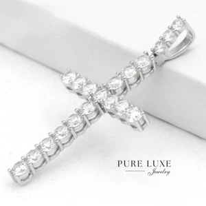 Men's 925 Sterling Silver,CROSS 60mm Cubic zirconia Charm Pendant*Unisex.BOX - Bild 1 von 3