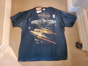 NWT Vintage 90s Star Wars Jem Blue T-Shirt XL Trade Federation Droid Fighters - Picture 1 of 13