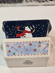 NANTUCKET (2er Set) Weihnachten Mini Laib Brot Steinzeug Schneemann/Zuckerstange - Bild 1 von 9