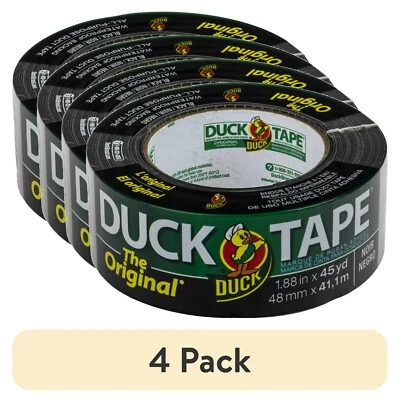 📦 (4-Pack) Duck Brand Duct Tape 🖤 Black | 1.88" x 45yd – Multi-Purpose Repair